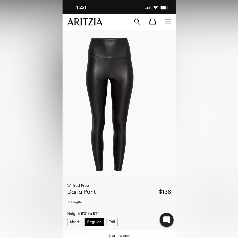 Aritzia Daria leather legging